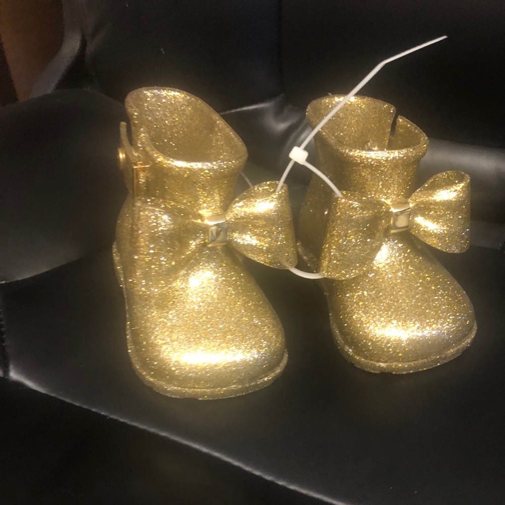 Mini Melissa Gold Bow Boots